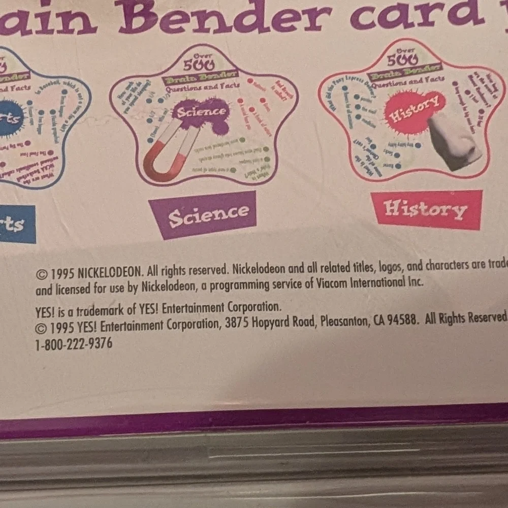 Vintage 1995 Nickelodeon Brain Bender Trivia - Still In Original Packaging